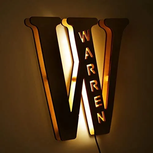 Euroselle Alphabet LED Wall Lamp Decorative Wooden Alphabet Light For Home And Office