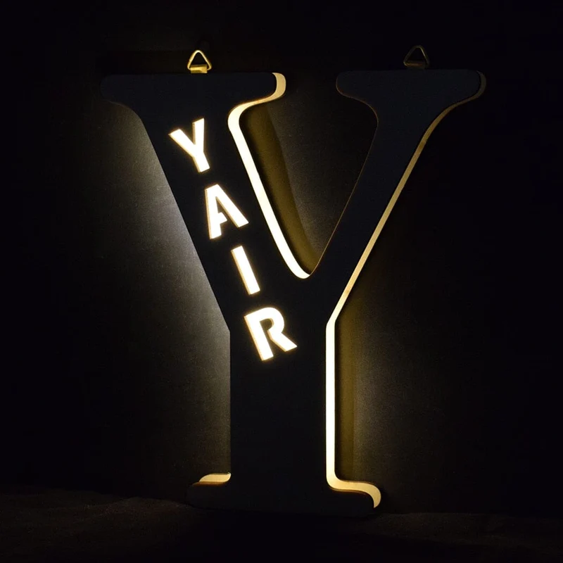 Euroselle Alphabet LED Wall Lamp Decorative Wooden Alphabet Light For Home And Office
