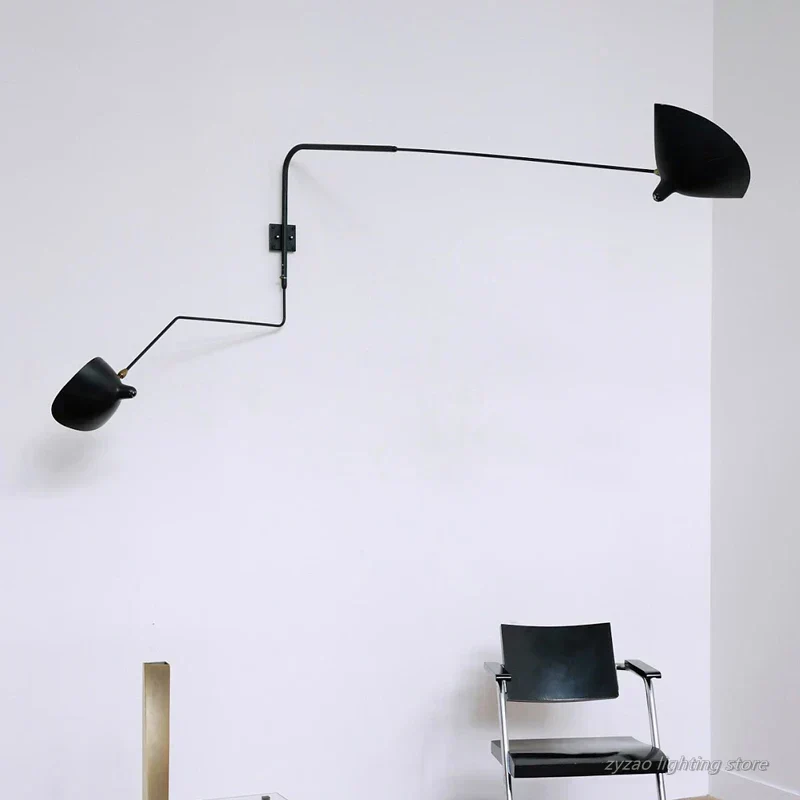Euroselle Dual Arc Modern Wall Lamp With Two Rotating Arms