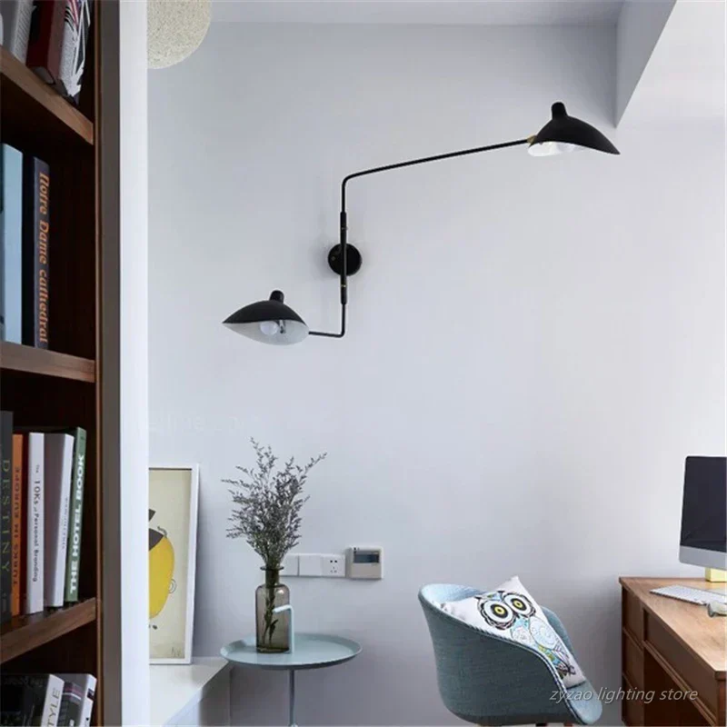 Euroselle Dual Arc Modern Wall Lamp With Two Rotating Arms