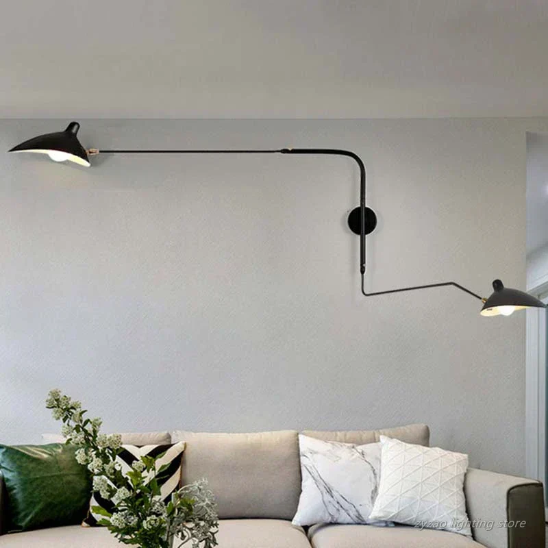 Euroselle Dual Arc Modern Wall Lamp With Two Rotating Arms