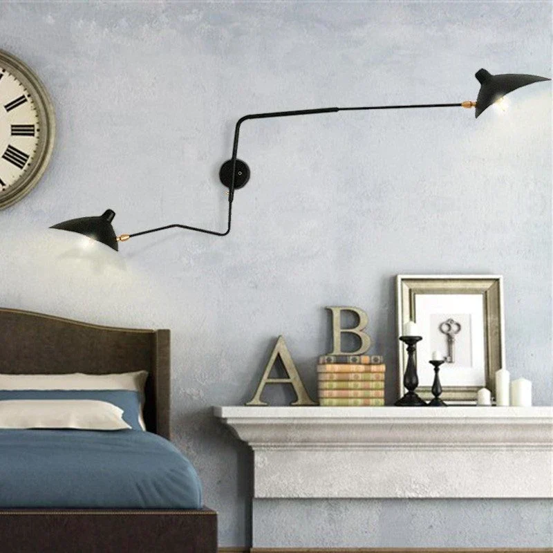 Euroselle Dual Arc Modern Wall Lamp With Two Rotating Arms