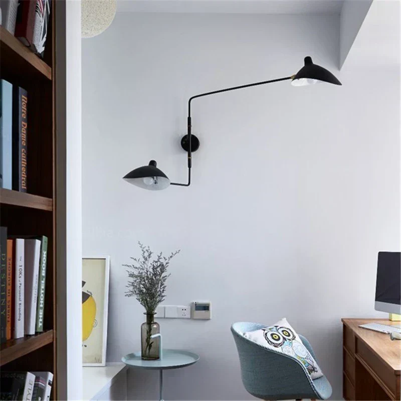 Euroselle Dual Arc Modern Wall Lamp With Two Rotating Arms