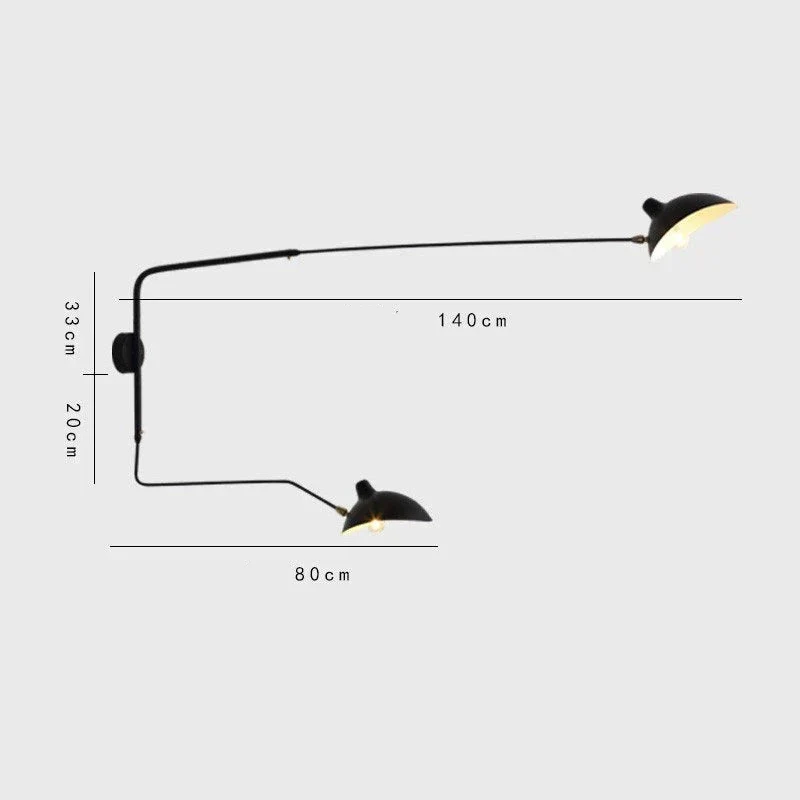 Euroselle Dual Arc Modern Wall Lamp With Two Rotating Arms