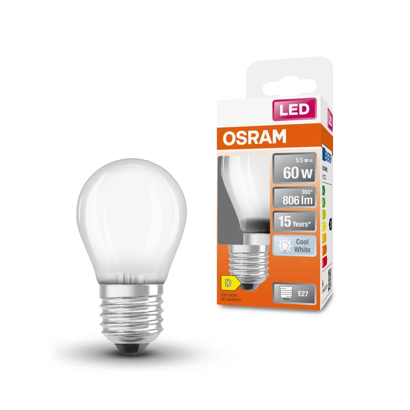 OSRAM LED Star Classic Lampe, Miniball, 5.5W, Frosted, E27 , Kaltweiß