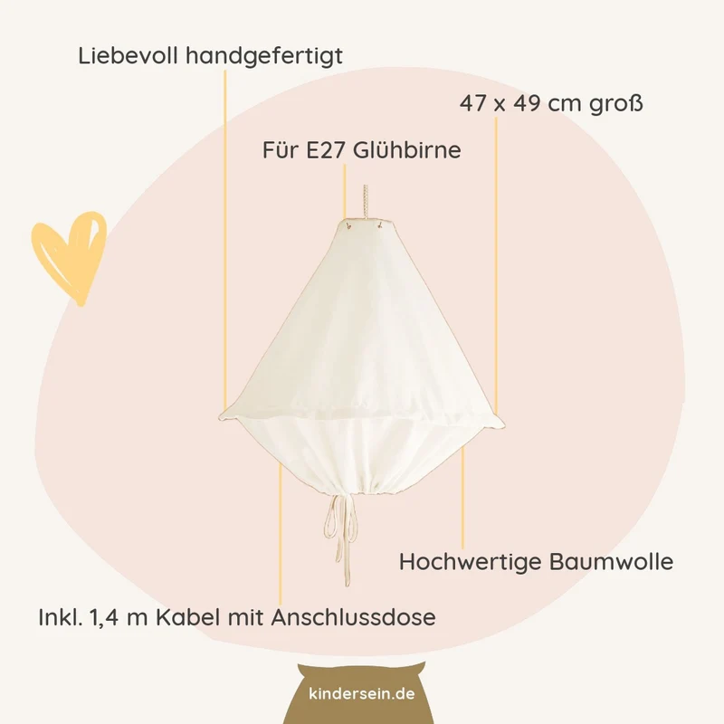 Pendelleuchte aus Baumwolle mit Kordelzug