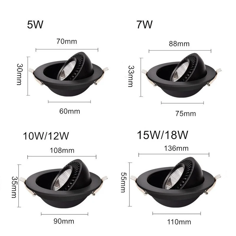 Euroselle Tiltable Circular Recessed Spotlights for Ceilings