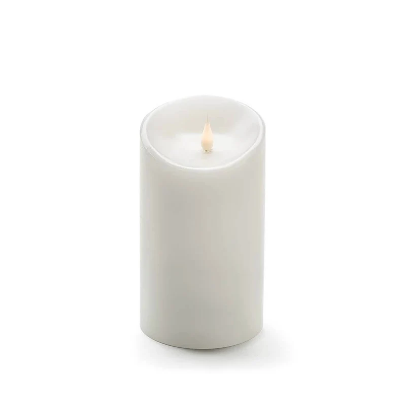 LED Echtwachskerze weiß mit 3D Flamme 18cm Timer Warmweiß batteriebetrieb