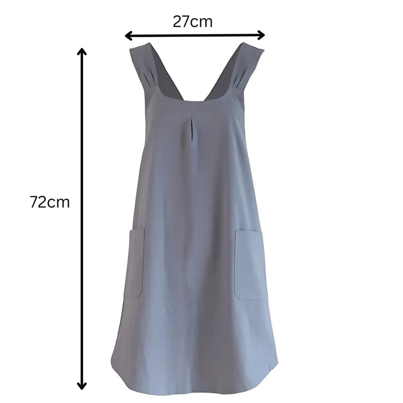 Euroselle Cotton-Blend Cross-Back Apron Dress With Korean Design For Everyday Wear