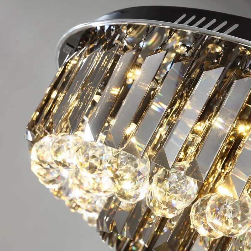 Meridian Black Crystal Chandelier By Euroselle With Stainless Steel