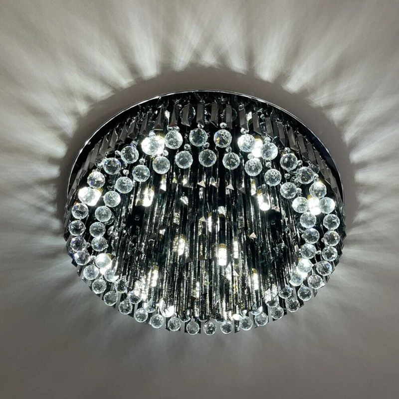 Meridian Black Crystal Chandelier By Euroselle With Stainless Steel