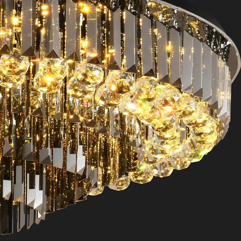 Meridian Black Crystal Chandelier By Euroselle With Stainless Steel