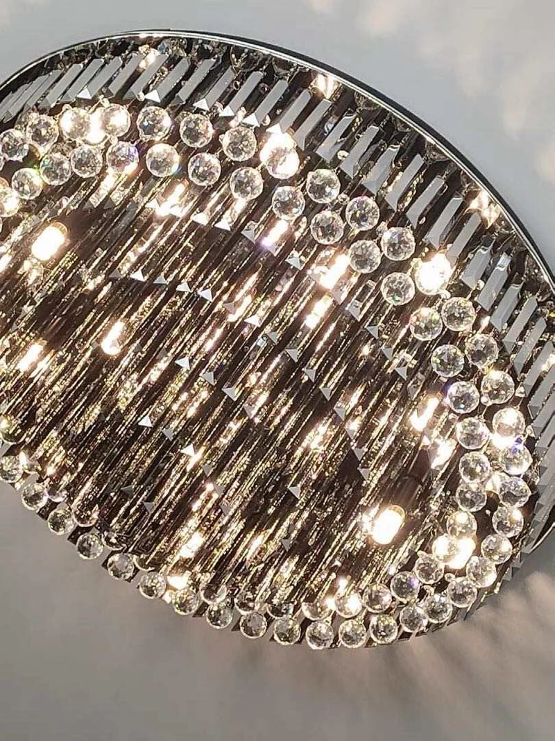 Meridian Black Crystal Chandelier By Euroselle With Stainless Steel