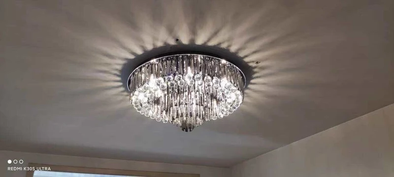 Meridian Black Crystal Chandelier By Euroselle With Stainless Steel