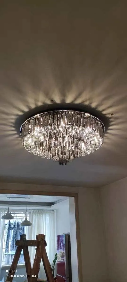 Meridian Black Crystal Chandelier By Euroselle With Stainless Steel