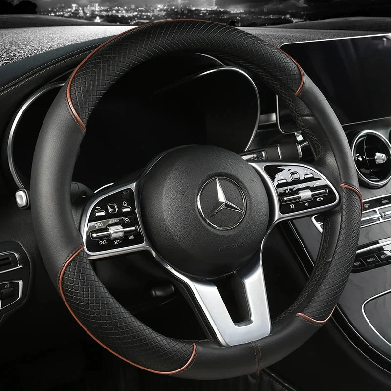 Euroselle Diamond Grip Faux Leather Steering Wheel Cover For Comfort And Control