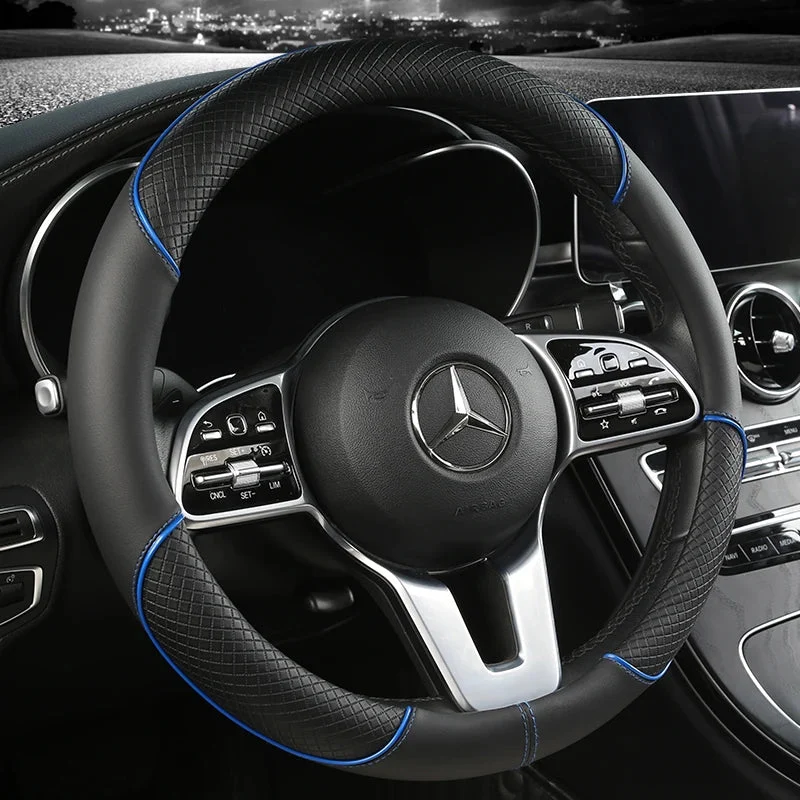 Euroselle Diamond Grip Faux Leather Steering Wheel Cover For Comfort And Control