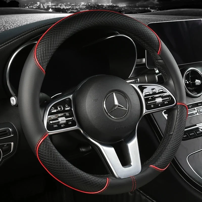 Euroselle Diamond Grip Faux Leather Steering Wheel Cover For Comfort And Control