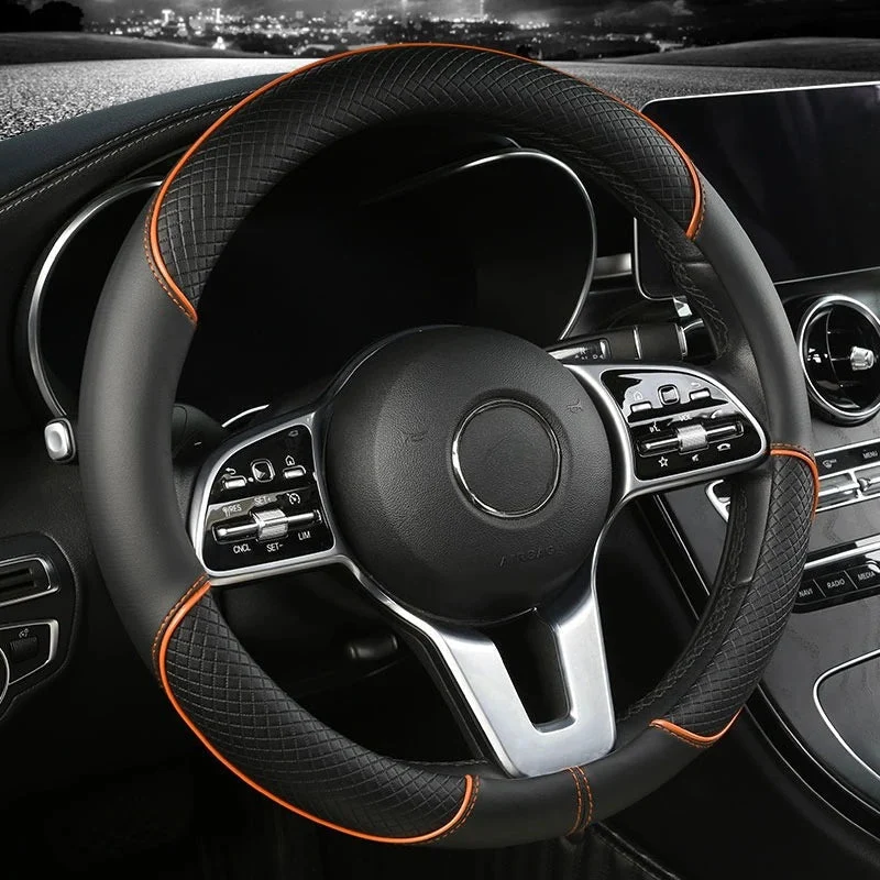 Euroselle Diamond Grip Faux Leather Steering Wheel Cover For Comfort And Control