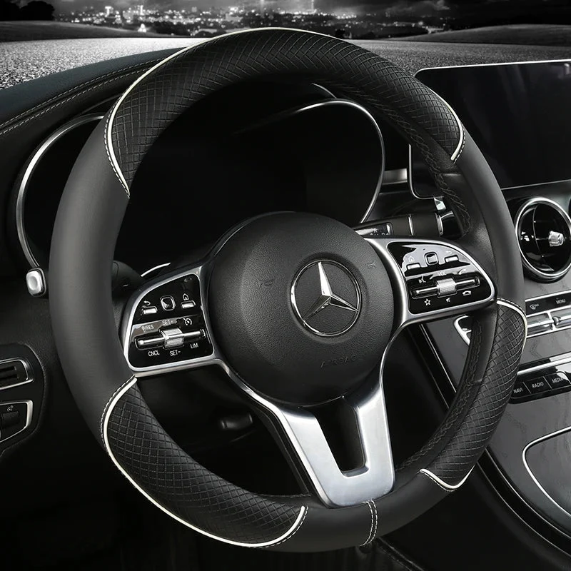 Euroselle Diamond Grip Faux Leather Steering Wheel Cover For Comfort And Control