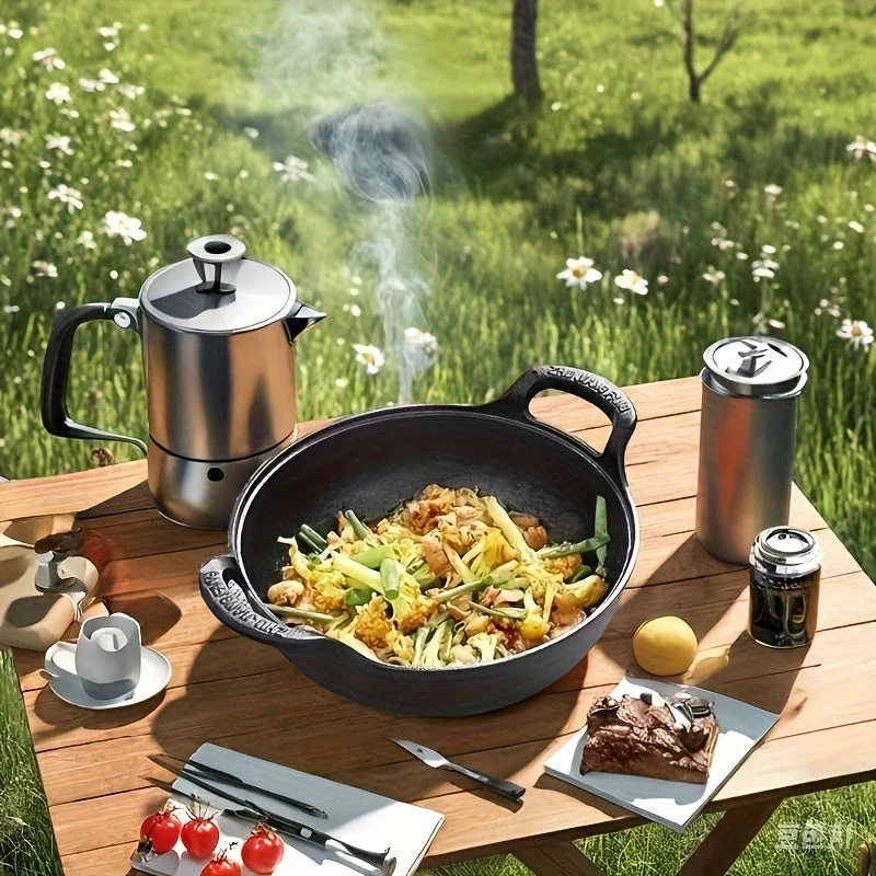 Euroselle Compact Cast Iron Skillet For Even Heat And Outdoor Cooking
