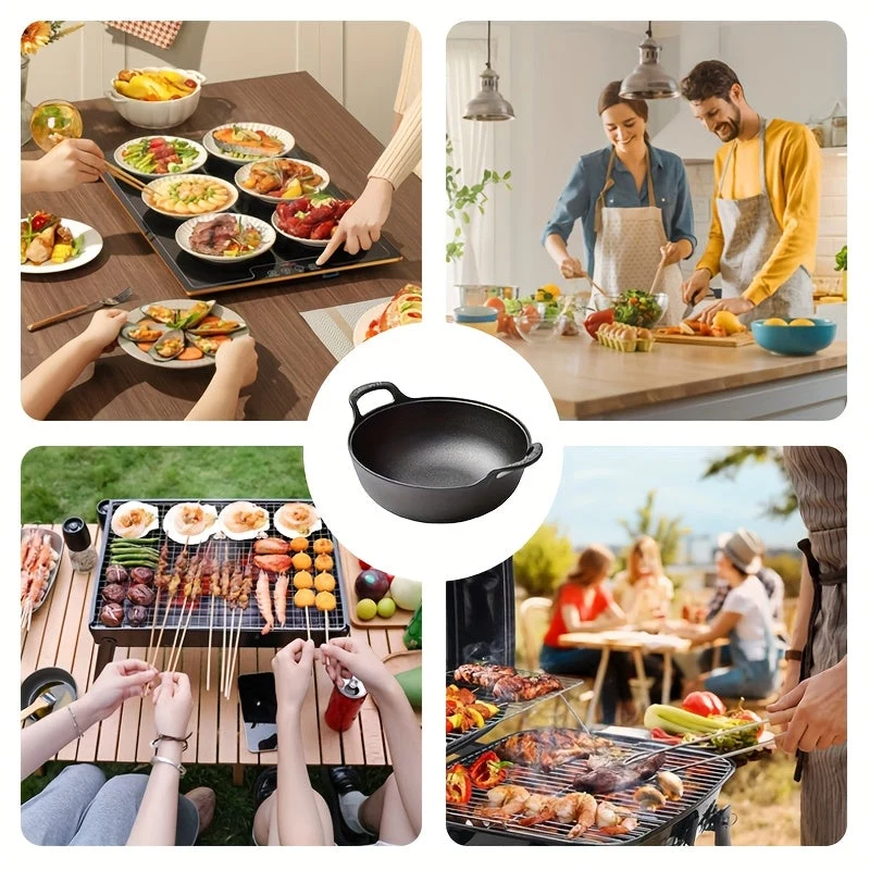 Euroselle Compact Cast Iron Skillet For Even Heat And Outdoor Cooking