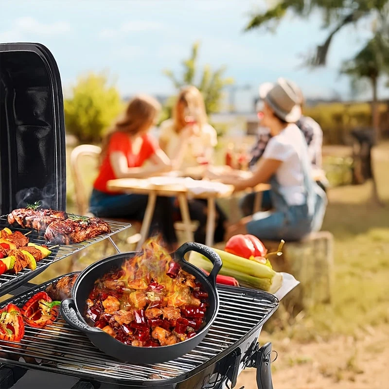 Euroselle Compact Cast Iron Skillet For Even Heat And Outdoor Cooking