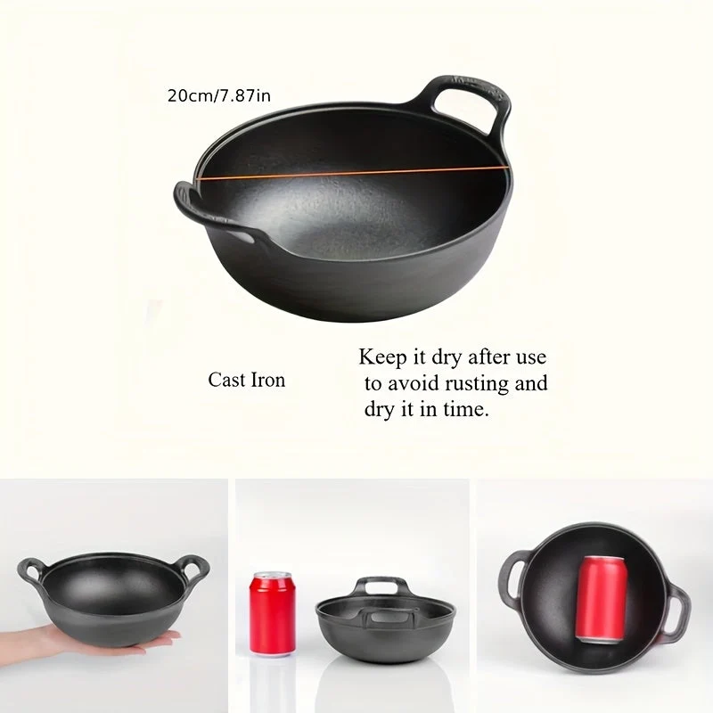 Euroselle Compact Cast Iron Skillet For Even Heat And Outdoor Cooking