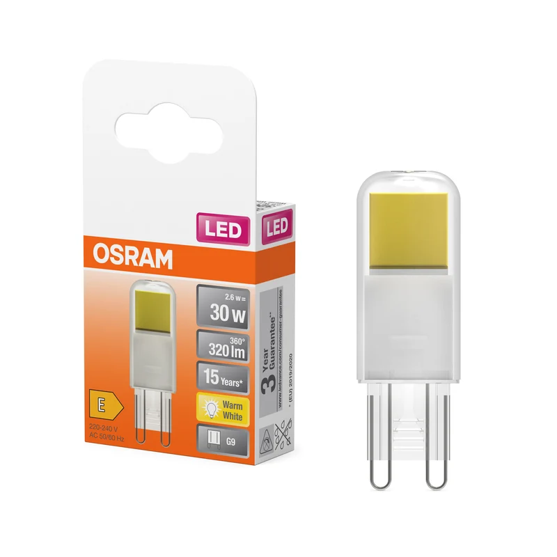 OSRAM LED Stiftsockellampe PIN Klar, 2.6W, 320lm, G9, 17 mm , Warmweiß