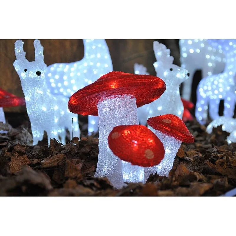 LED Acryl Fliegenpilz 3er-Set 48 Kaltweiße Dioden IP44