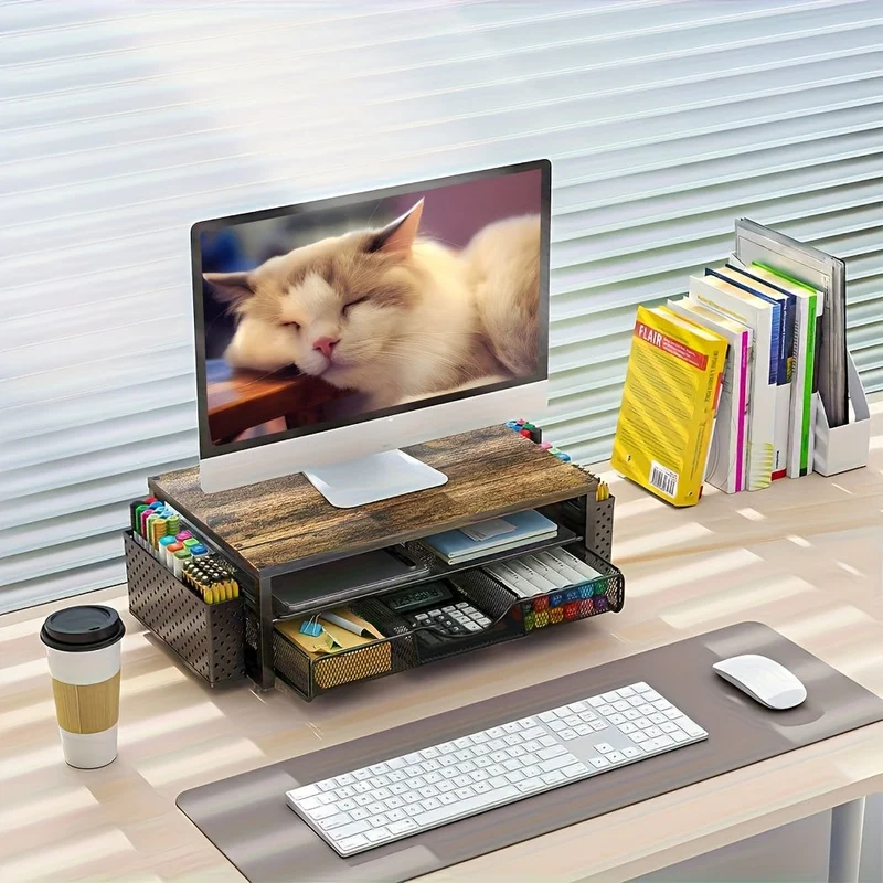 Euroselle Multifunctional Desktop Storage Rack And Monitor Riser