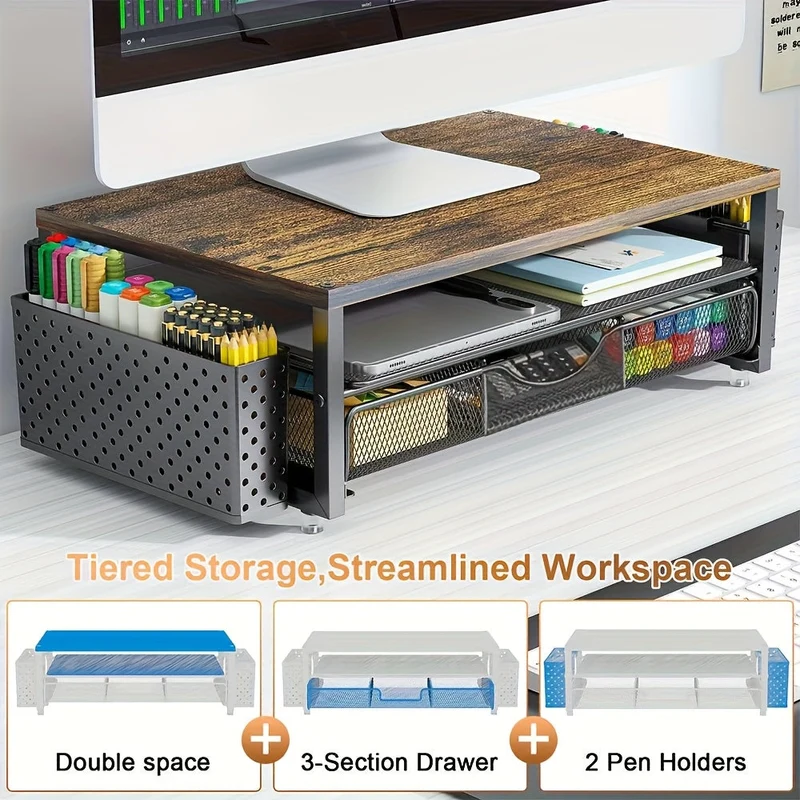 Euroselle Multifunctional Desktop Storage Rack And Monitor Riser