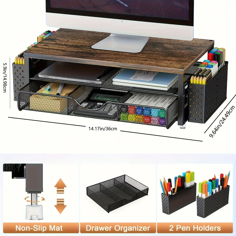 Euroselle Multifunctional Desktop Storage Rack And Monitor Riser