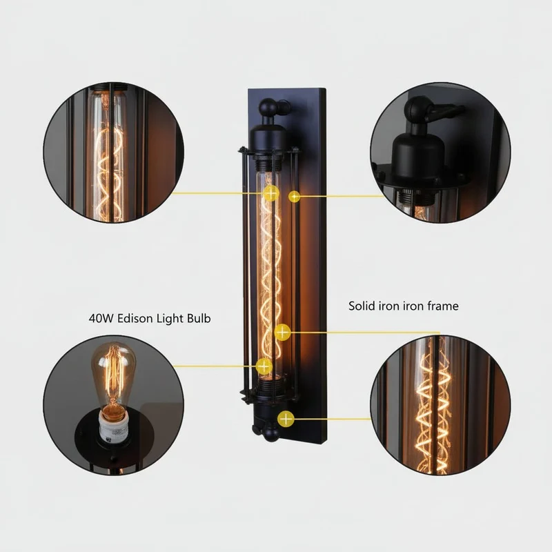 Vintage LED Wall Light With Warm Glow And Classic Metal Design - Euroselle
