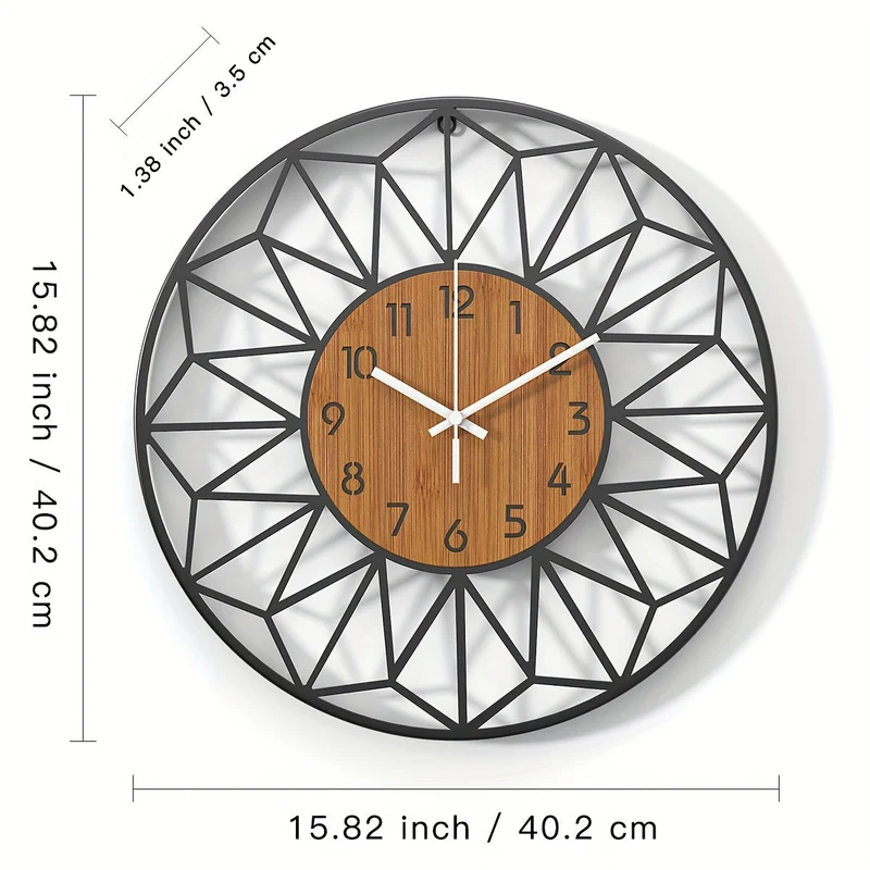Euroselle Hollow Metal Wall Clock With Faux Wood Grain Finish