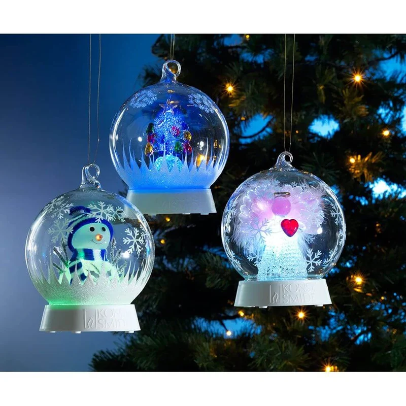 Glaskugel Schneemann mit 3 Funktionen Timer RGB-Farbwechsel 1 RGB Diode batteriebetrieben