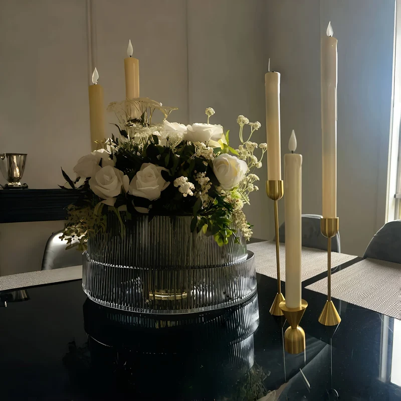 Euroselle 3-Piece Contemporary Candle Holder Set For Tabletop Decor