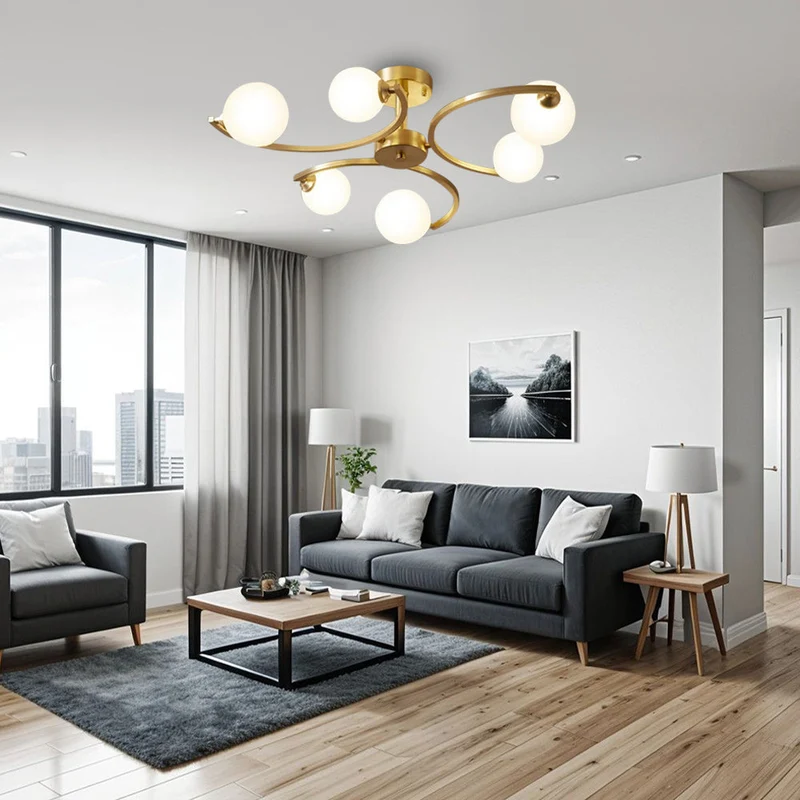 Marylebone Glass Ball LED Copper Chandelier By Euroselle