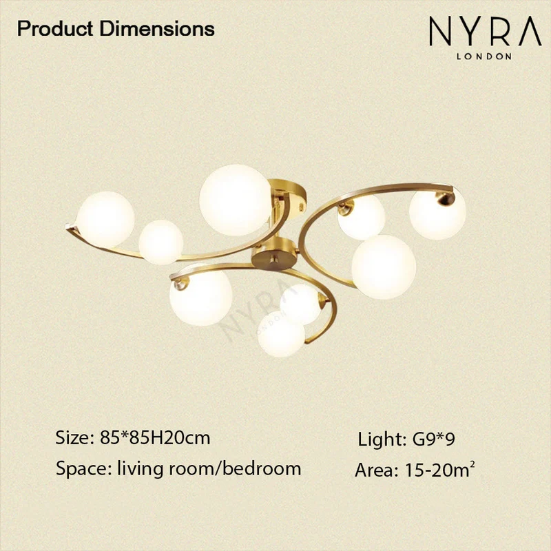 Marylebone Glass Ball LED Copper Chandelier By Euroselle