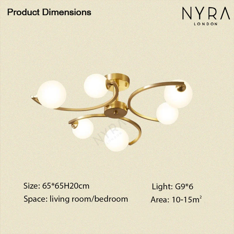 Marylebone Glass Ball LED Copper Chandelier By Euroselle