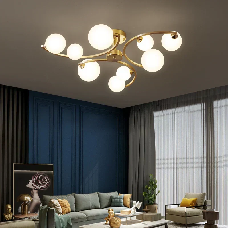 Marylebone Glass Ball LED Copper Chandelier By Euroselle