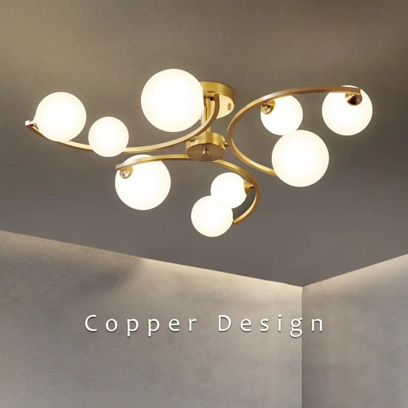 Marylebone Glass Ball LED Copper Chandelier By Euroselle