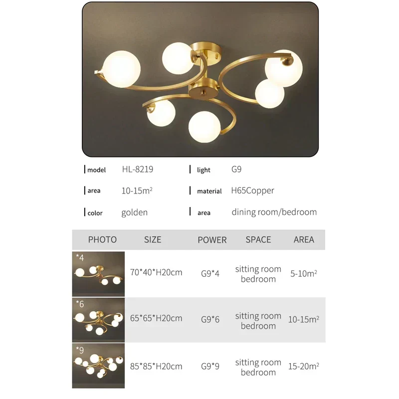 Marylebone Glass Ball LED Copper Chandelier By Euroselle