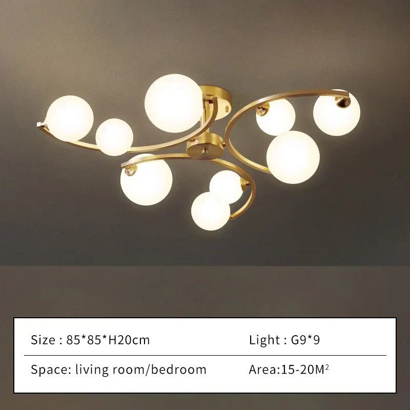 Marylebone Glass Ball LED Copper Chandelier By Euroselle