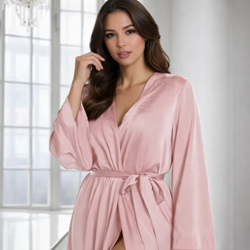 Euroselle Unisex Lightweight Double-Sided Waffle Bathrobe With Belt For Home And Spa