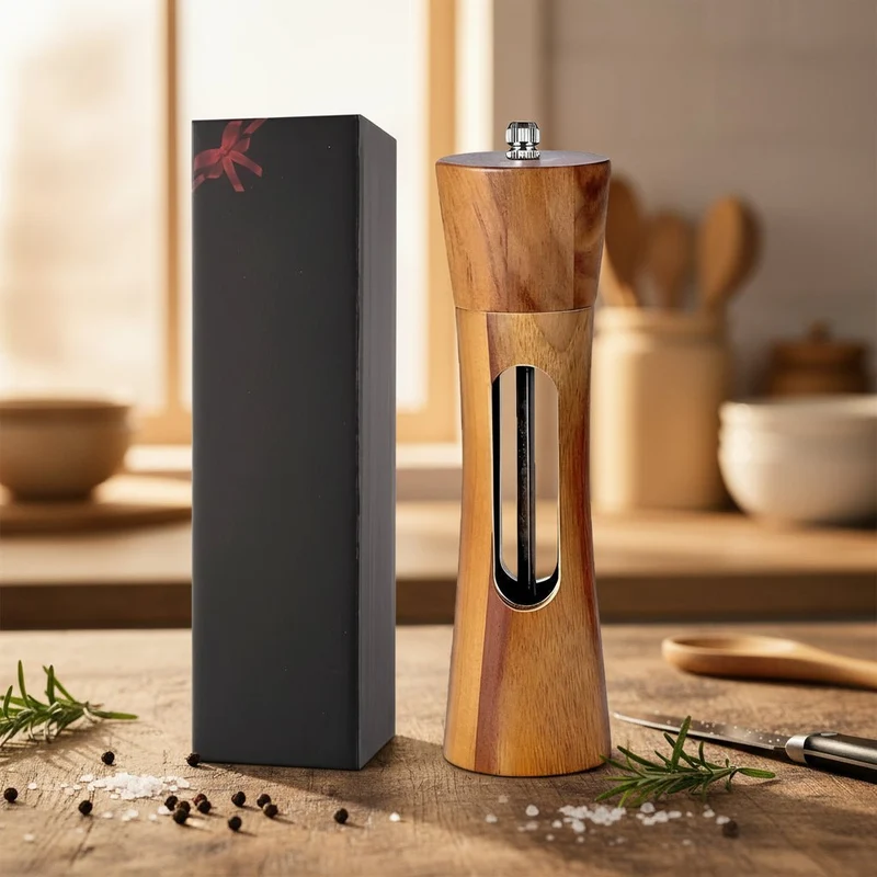 Euroselle Elegant Wooden Salt And Pepper Mills With Adjustable Grinder For Precise Seasoning