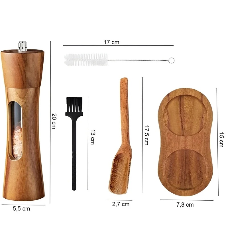 Euroselle Elegant Wooden Salt And Pepper Mills With Adjustable Grinder For Precise Seasoning