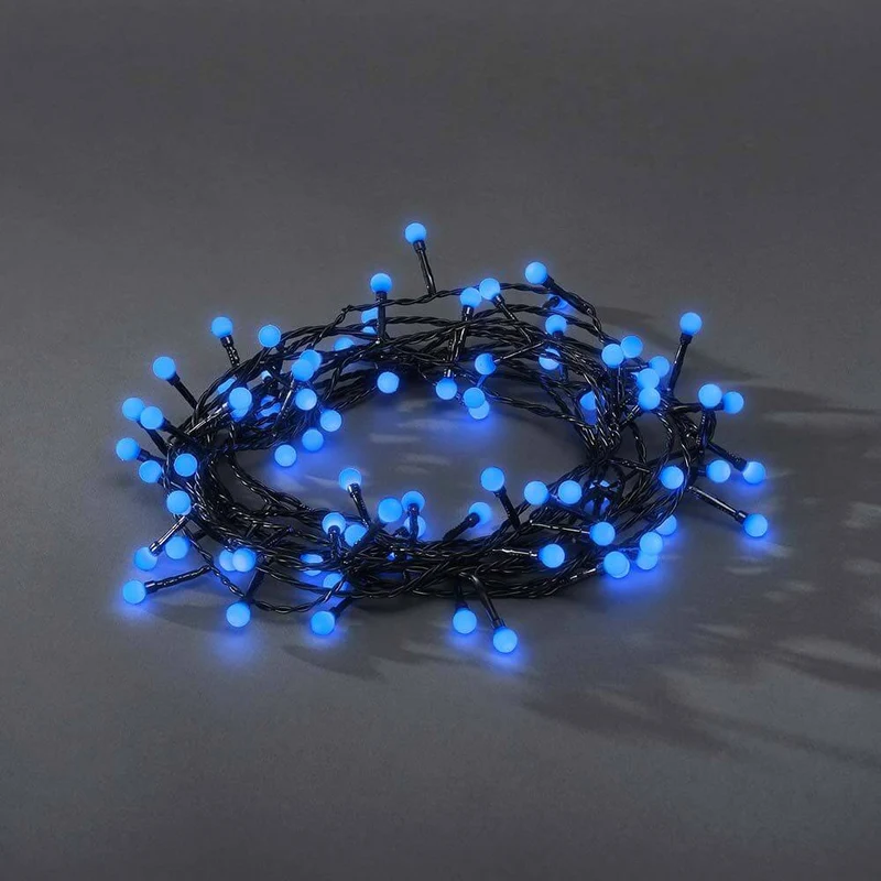 LED Globelichterkette runde Dioden 80 blaue Dioden IP44