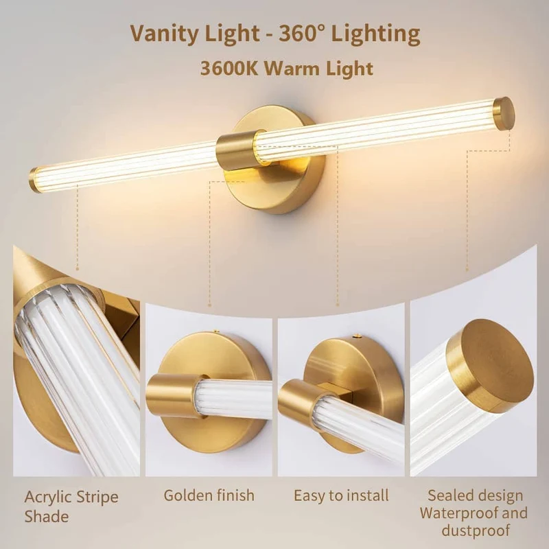 Nikki Gold Wall Lamp Euroselle With Sleek Metal Frame And Elegant Acrylic Shade