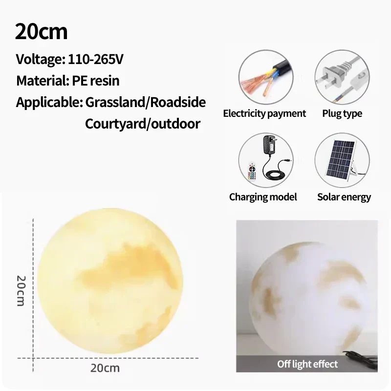 Euroselle Outdoor Waterproof Solar Moon Lamp Nordic Design